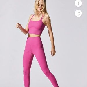 Lk new Carbon 38 pink Ribbed 7/8 Legging sports bra tank top XS set pants yoga